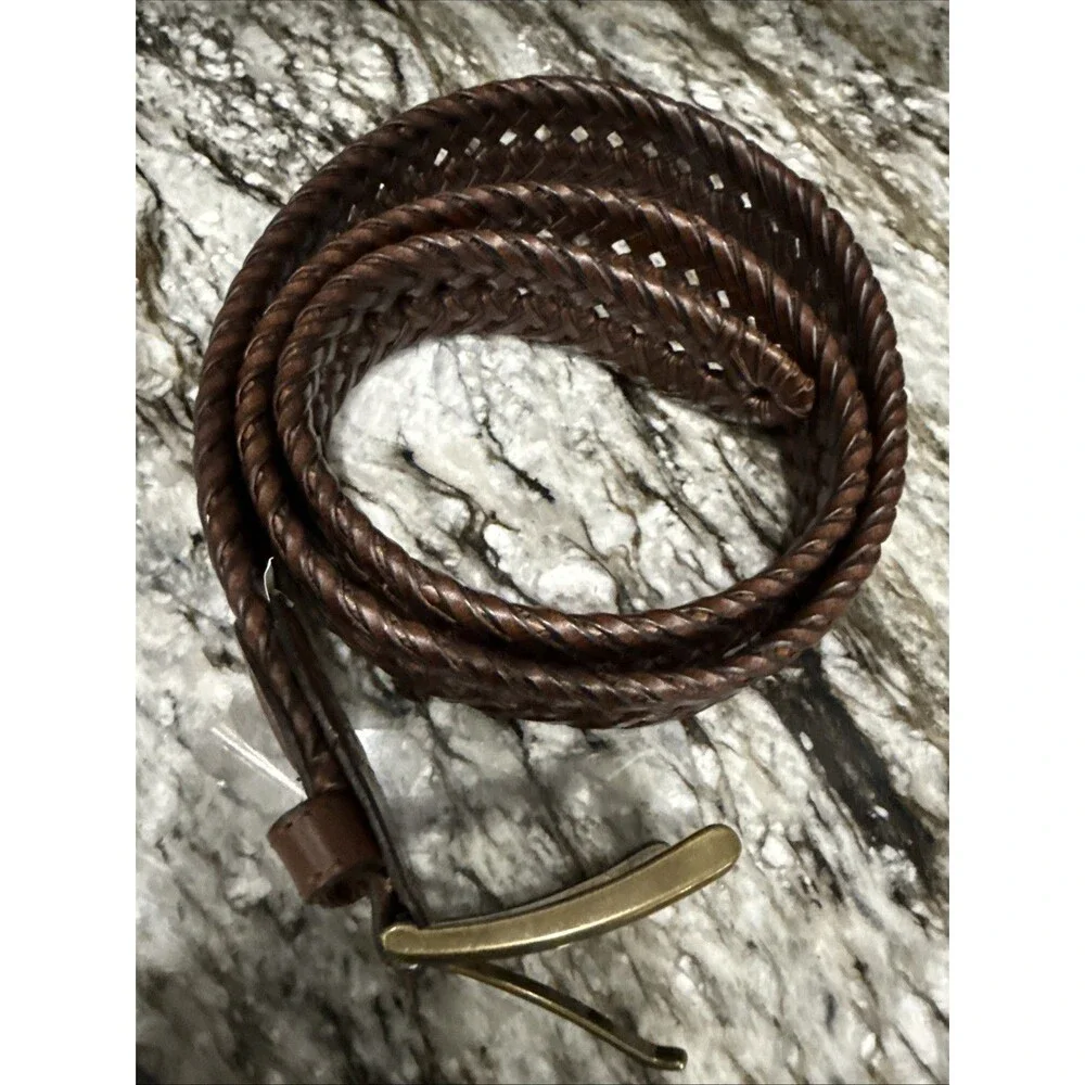 Dockers Brown Braided Leather Belt Men’s Sz 38/95 Measures 46” End-End
